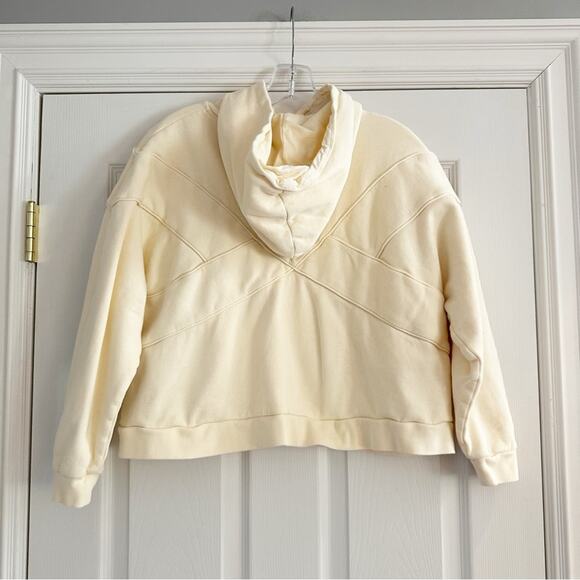 Sezane Aluna Hoodie Sweatshirt Organic Cotton Sweat Shirt Top Ecru Cream Yellow - Picture 7 of 15